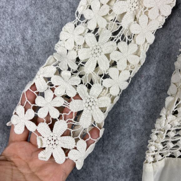 Latiste Top Womens Small Ivory Floral Crochet Lace Sheer Fairy Romantic Whimsy - Picture 6 of 16